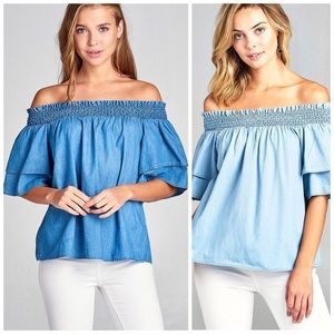 Emily embroidered off the shoulder top